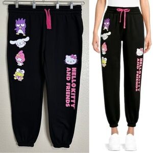 Hello Kitty and Friends Black Drawstring Women's Jogger Sweatpants, Size XXXL